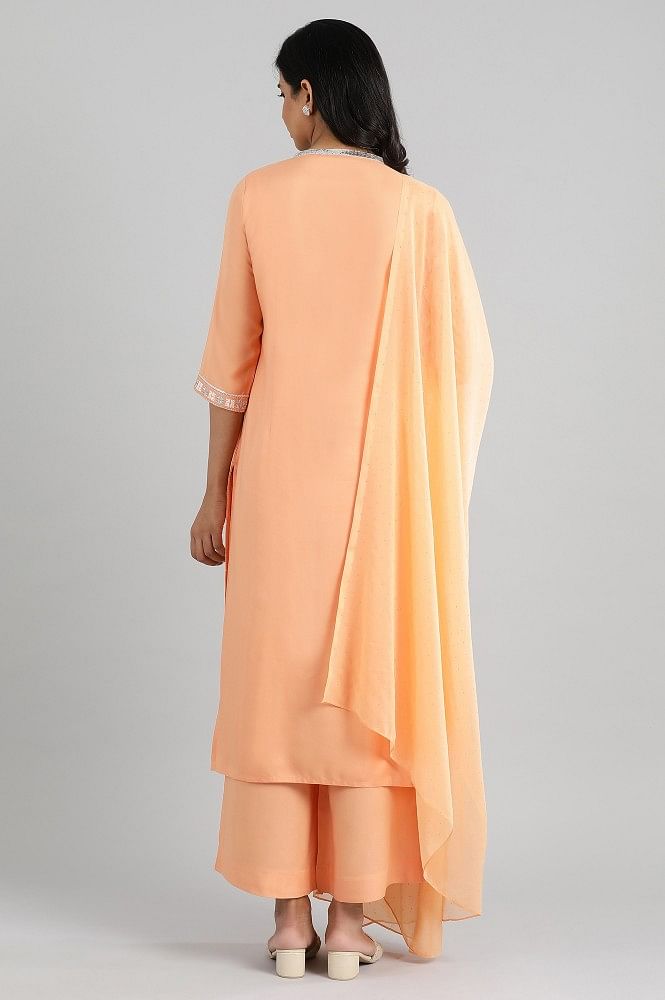 Peach-Coloured Embroidery kurta Set