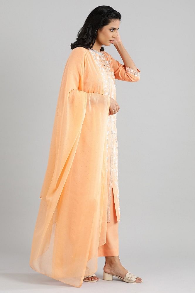 Peach-Coloured Embroidery kurta Set