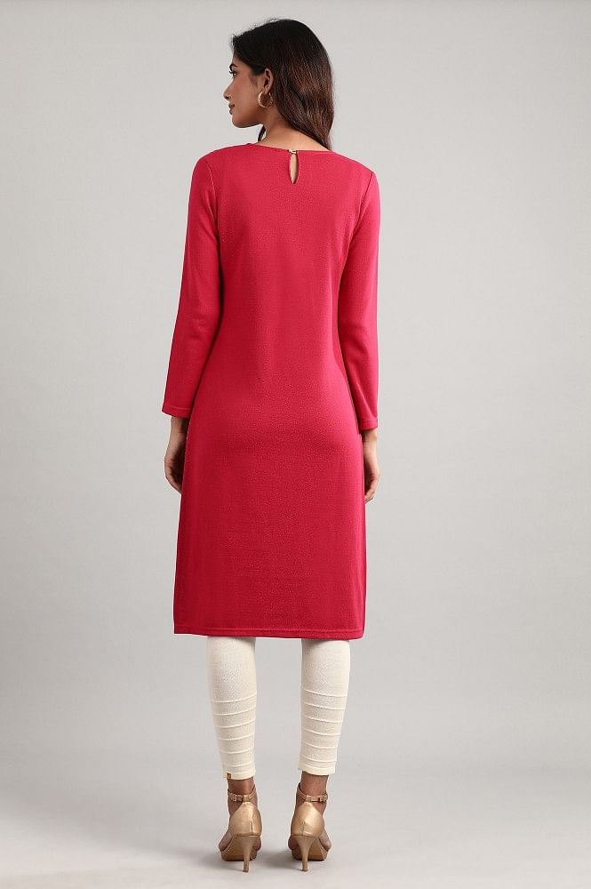 Red Round Neck Winter kurta