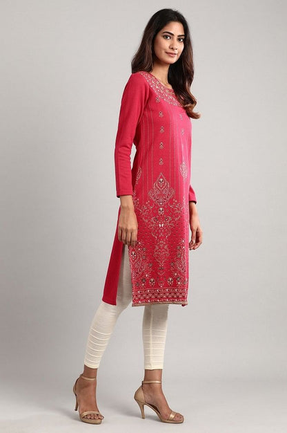 Red Round Neck Winter kurta