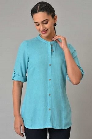 Blue Yarn-Dyed Summer kurta