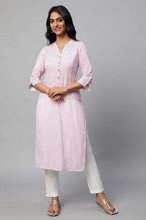 Purple Stripe Print kurta Set